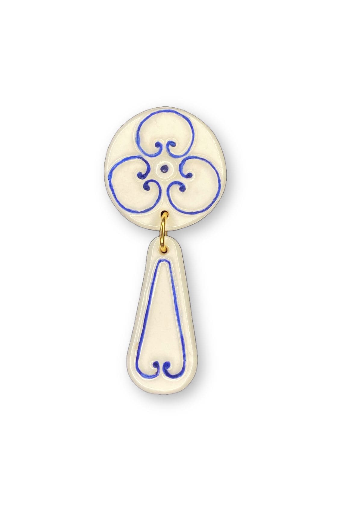 Azul | ULISES | Pendientes artesanales largos grandes hechos a mano en porcelana Balarmú