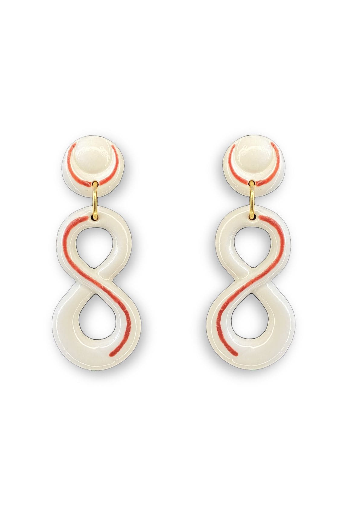 Rojo | ESPERANZA | Pendientes artesanales símbolo infinito hechos a mano en porcelana Balarmú