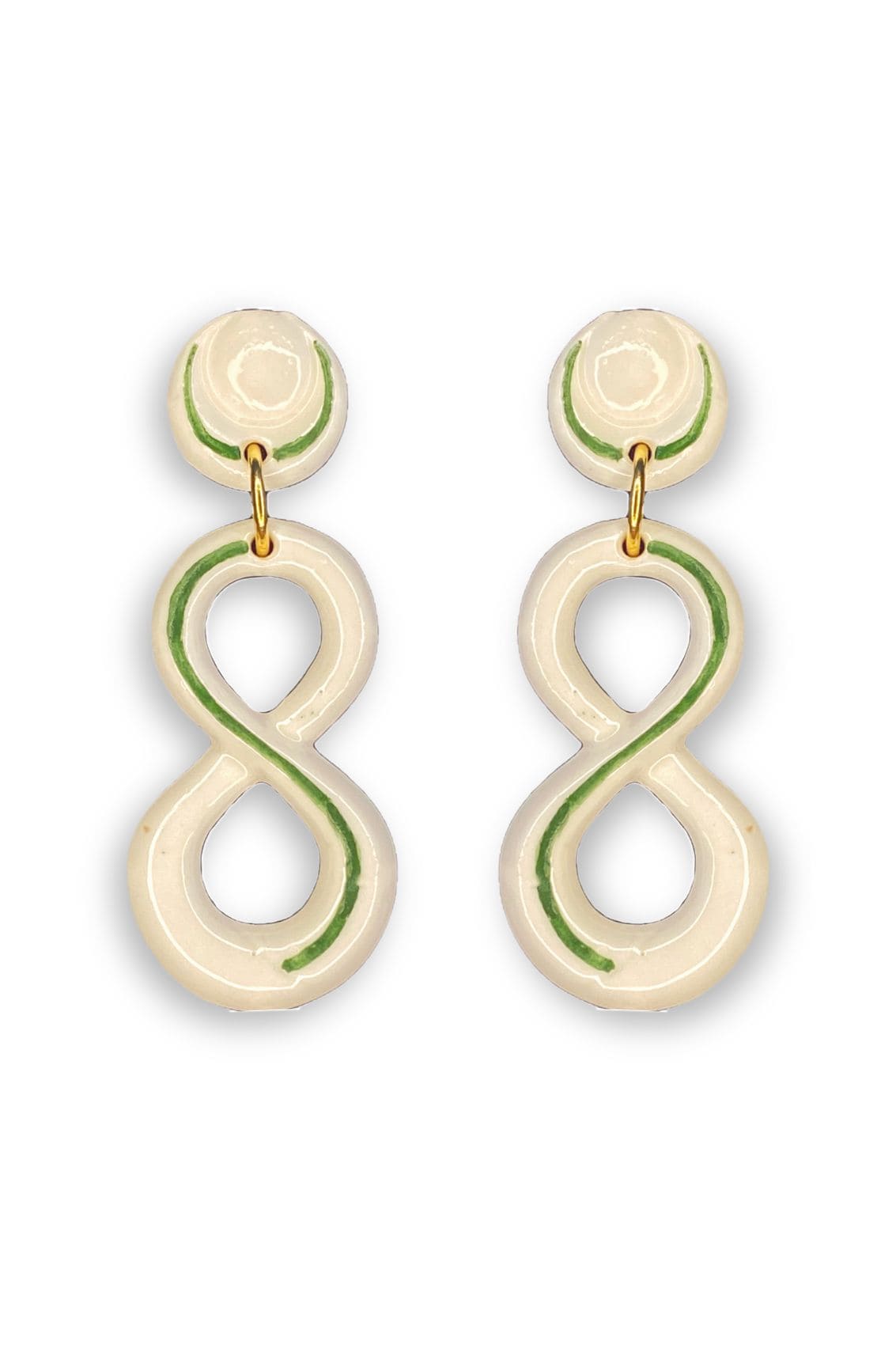 Verde | ESPERANZA | Pendientes artesanales símbolo infinito largos hechos a mano